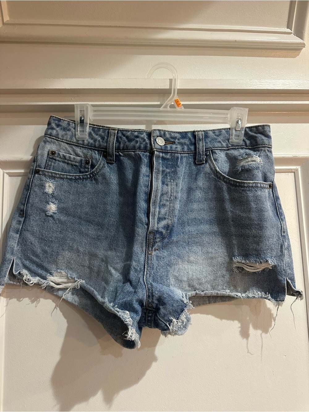 Vanilla Star Light Blue Distressed Denim Shorts
